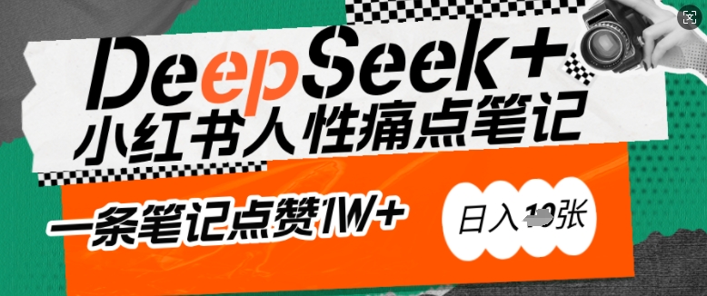 AI赋能小红书爆款秘籍：用DeepSeek轻松抓人性痛点，小白也能写出点赞破万的吸金笔记，日入多张-阿卡帕尼智赚AI实验室