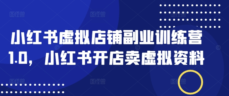 小红书虚拟店铺副业训练营1.0，小红书开店卖虚拟资料-阿卡帕尼智赚AI实验室