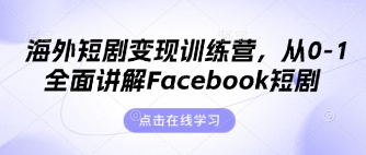 海外短剧变现训练营，从0-1全面讲解Facebook短剧-阿卡帕尼智赚AI实验室