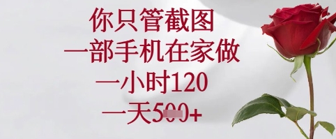 你只管截图，一部手机在家可以做，一小时120.一天5张+【揭秘】-阿卡帕尼智赚AI实验室