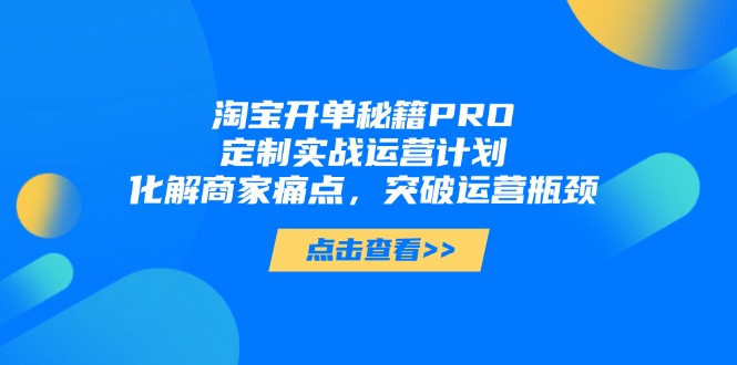 淘宝开单秘籍PRO，定制实战运营计划，化解商家痛点，突破运营瓶颈-阿卡帕尼智赚AI实验室