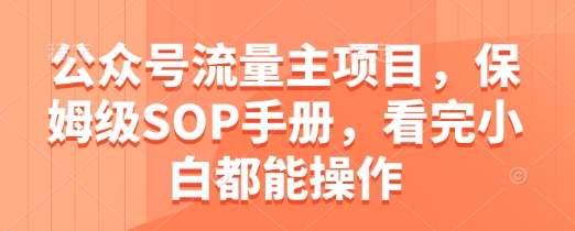 公众号流量主项目，保姆级SOP手册，看完小白都能操作-阿卡帕尼智赚AI实验室